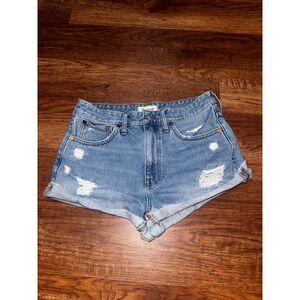 Madewell Relaxed Denim Shorts 27 Light Wash Distressed Cuffed High Rise Cotton